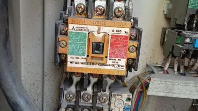 集塵機用送風機のサーマルリレー交換工事